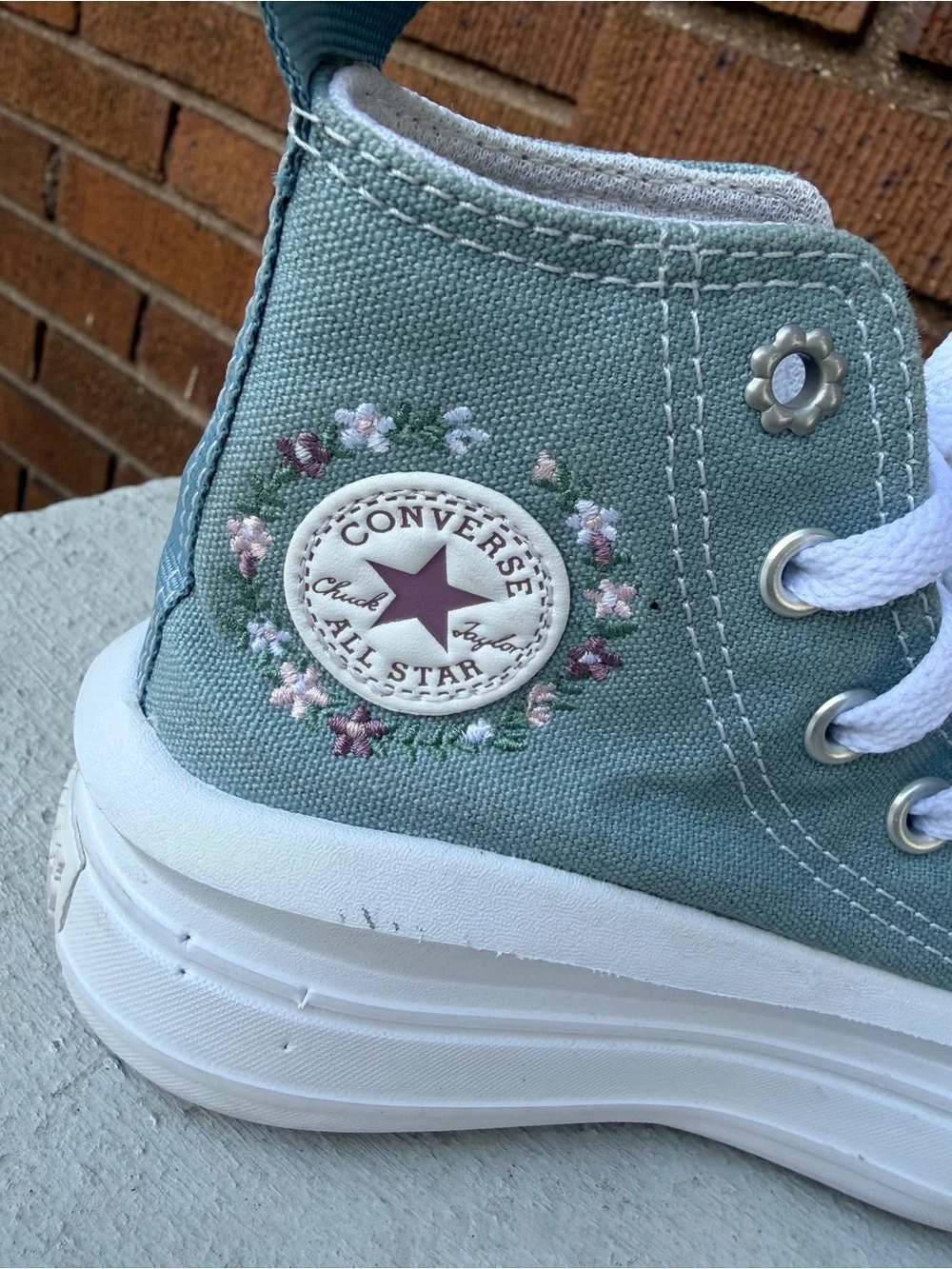 Converse Kids' High Top Platform Sneakers - light blue with White